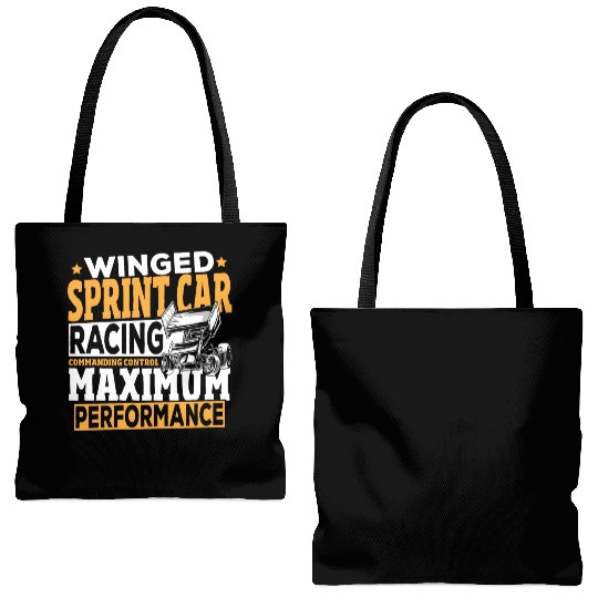Winged Sprint Car Racing Commanding Control Tote Bags (AOP)