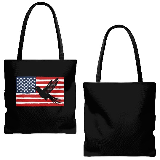 Hummingbird Us Flag Us American Flag Tote Bags (AOP)