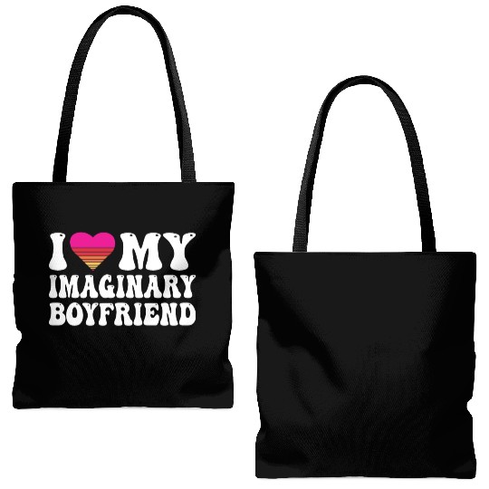 I Heart My Imaginary Bf Boyfriend I Love My Bf Tote Bags (AOP)