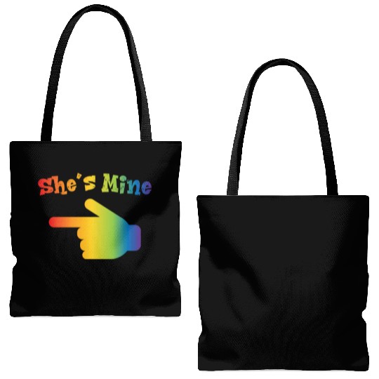 She s Mine LGBT Pride Couple Matching Lesbian Tote Bags (AOP)
