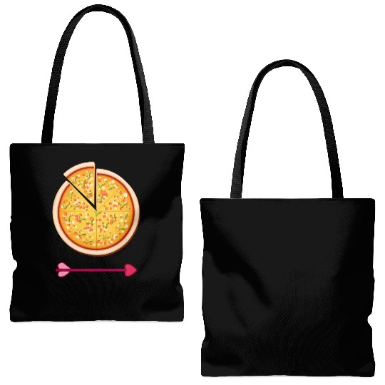 PIZZA is my valentine - Arrow Pointing Left Tote Bags (AOP)