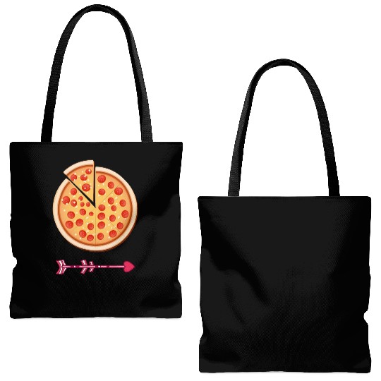 PIZZA is my valentine - Arrow Pointing Left Tote Bags (AOP)