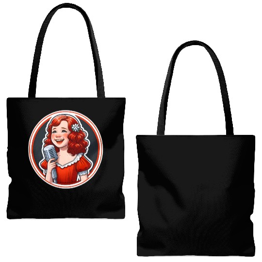 'Annie's Song' Vintage Microphone Illustration Tote Bags (AOP)