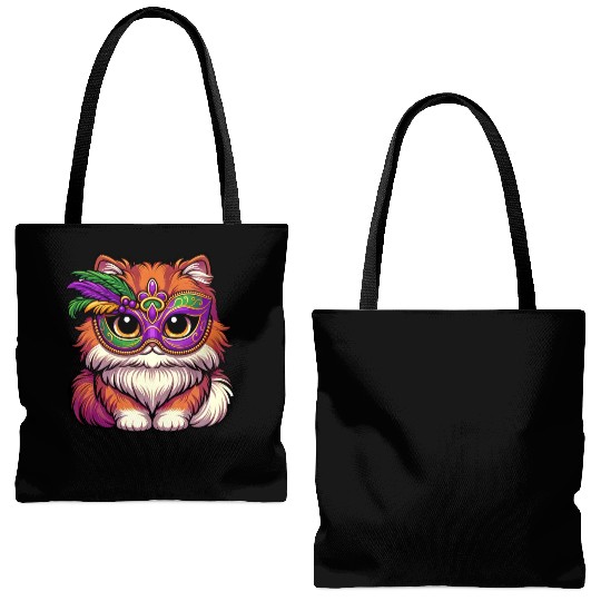 Mardi Gras Persian Cat, Dressed-up Cat Tote Bags (AOP)