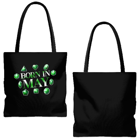 Born In May Green Emerald Birthstone Gemstone Tote Bags (AOP)