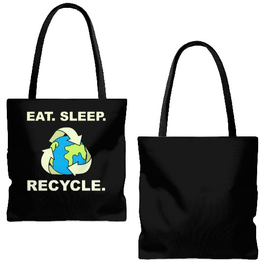 Eat Sleep Recycle Save Planet Earth Climate Change Tote Bags (AOP)