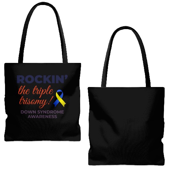 Down Syndrome Awareness Triple Trisomy Rock Tote Bags (AOP)