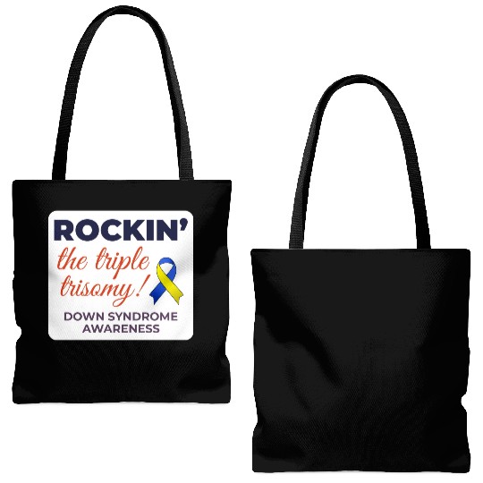 Down Syndrome Awareness Triple Trisomy Rock Tote Bags (AOP)
