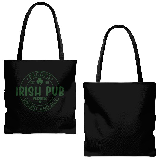 Irish Pub Whisky and Ale, St Patricks Day Tote Bags (AOP)