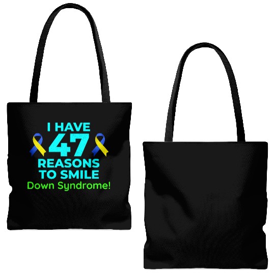 Down Syndrome Awareness 47 Reasons to Smile Tote Bags (AOP)