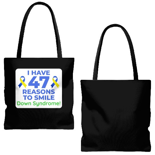 Down Syndrome Awareness 47 Reasons to Smile Tote Bags (AOP)