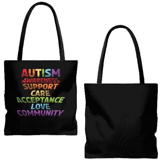 Autism Support Care Acceptance Love Community Tote Bags (AOP)