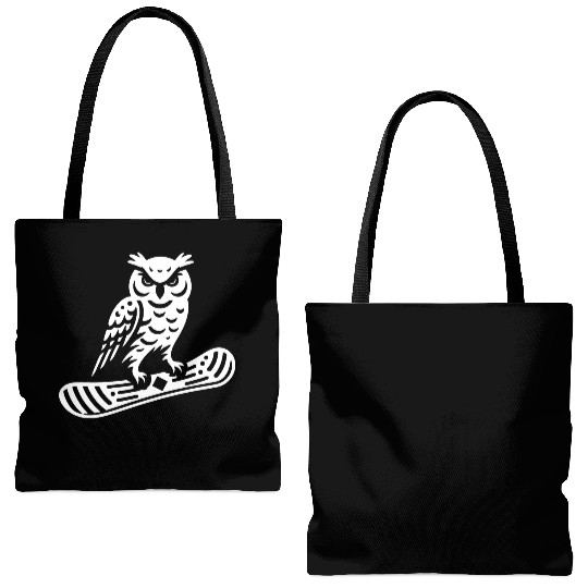 Minimalist Design: Owl Snowboarder Silhouette Tote Bags (AOP)