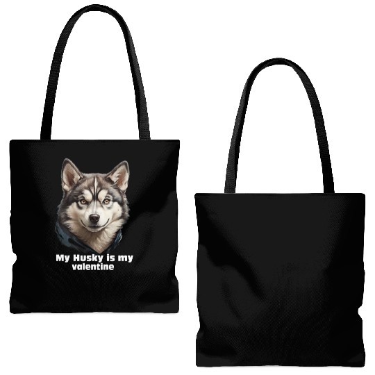 My Husky is my valentine Tote Bags (AOP)