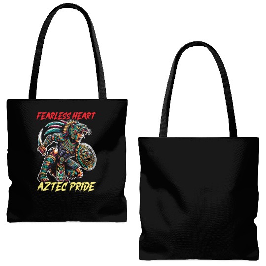 Aztec Jaguar Warrior Aztec Culture Indigenous Tote Bags (AOP)