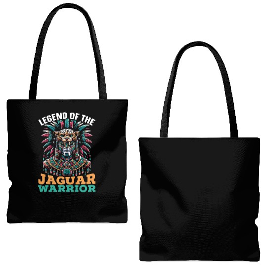 Aztec Jaguar Warrior Aztec Culture Indigenous Tote Bags (AOP)