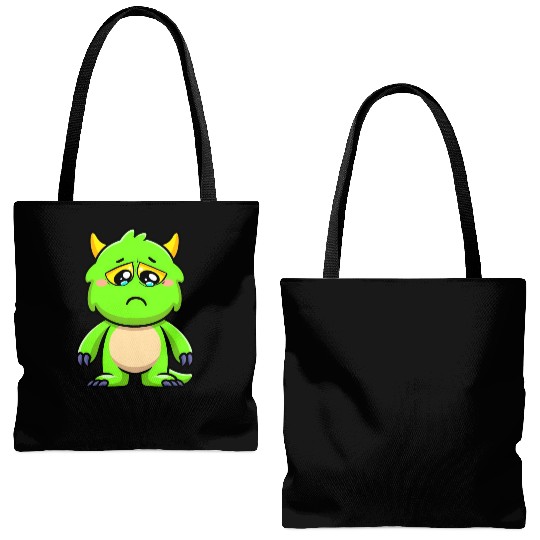 Baby Monster Green Crying Grumpy Tote Bags (AOP)