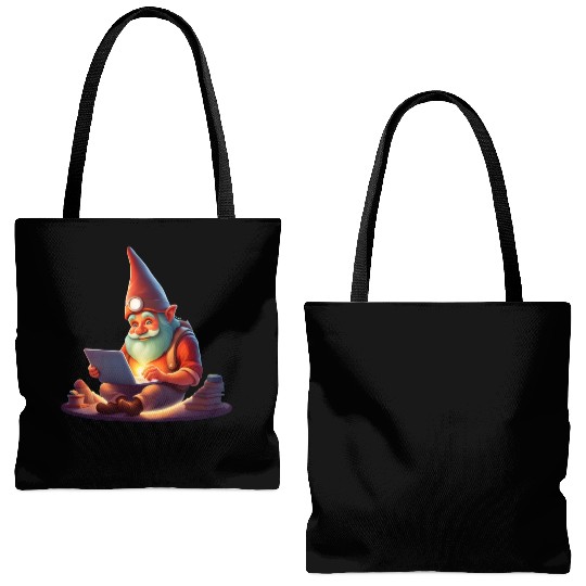 A Father's Day Gnome as a tech-savvy dad Tote Bags (AOP)
