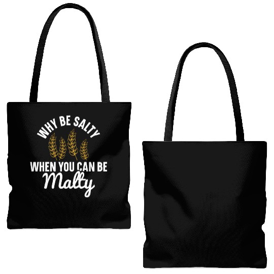 Salty or Malty Craft Beer Humor Tote Bags (AOP)