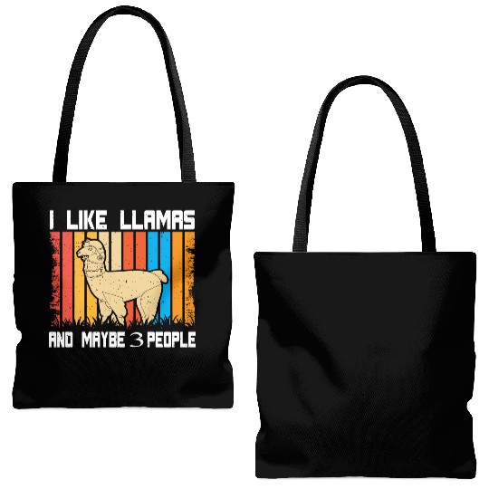 Vintage Llama I Like Llamas And Maybe 3 People T-S Tote Bags (AOP)