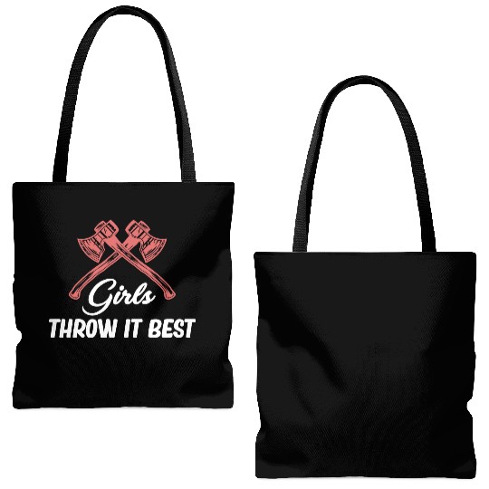 Girls Throw It Best Axe Throwing Chainsaw Tote Bags (AOP)