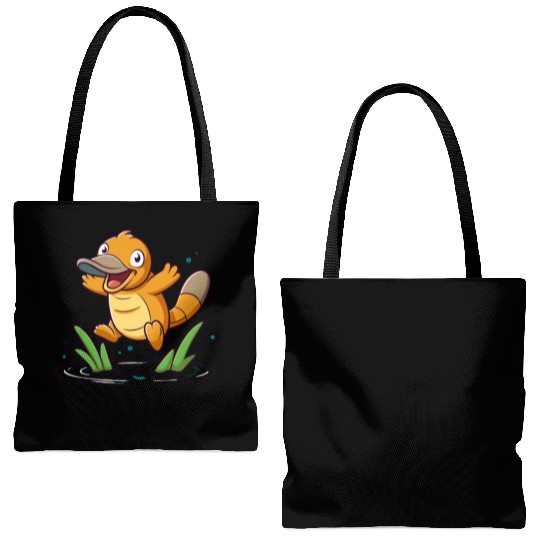 Whimsical Platypus Frolicking in a Pond Tote Bags (AOP)
