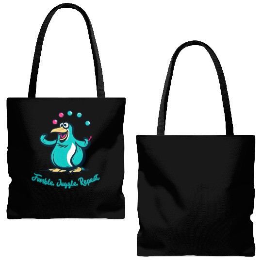 Clumsy Penguin: Fumble, Juggle, Repeat. Tote Bags (AOP)