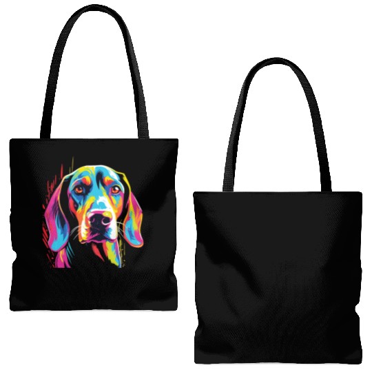 Watercolor Colorful Treeing Walker Coonhound Tote Bags (AOP)