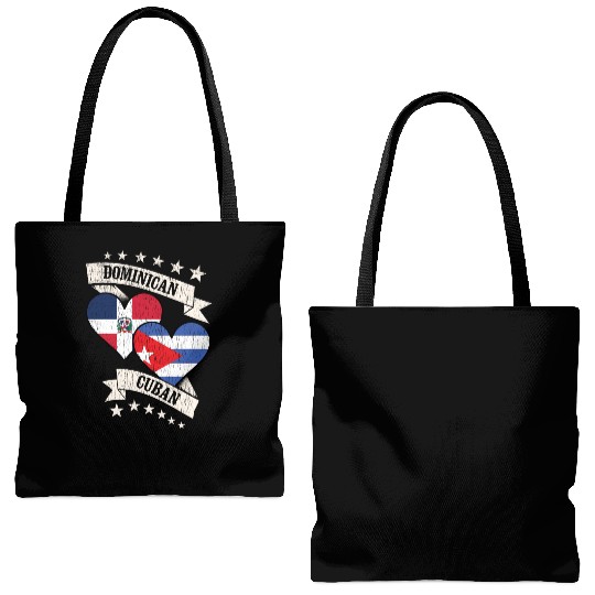 Dominican Cuban Heart Flags Dominican Republic Cub Tote Bags (AOP)