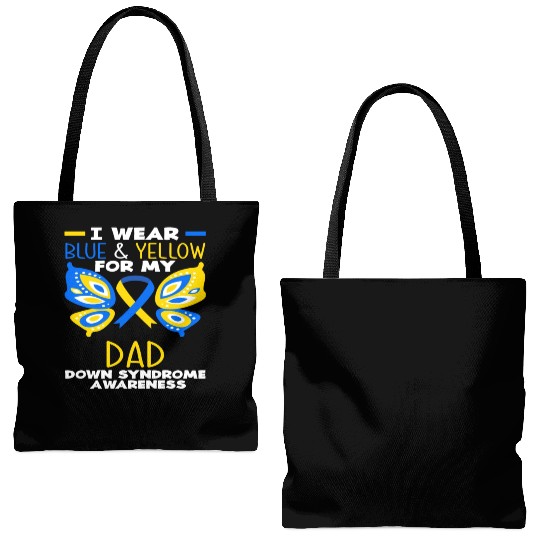 I Wear Blue Yellow Dad Down Syndrome Awareness Tote Bags (AOP)