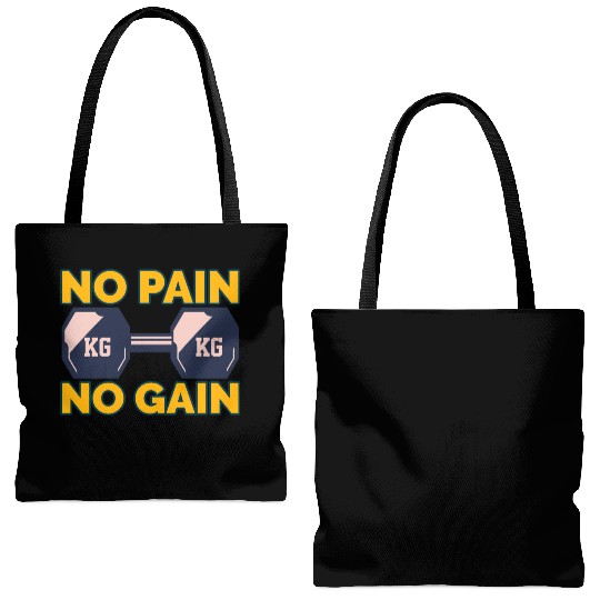 No Pain No Gain Tote Bags (AOP)
