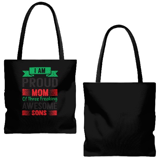 I am Proud Mom Of Three Freaking Awesome Son Tote Bags (AOP)