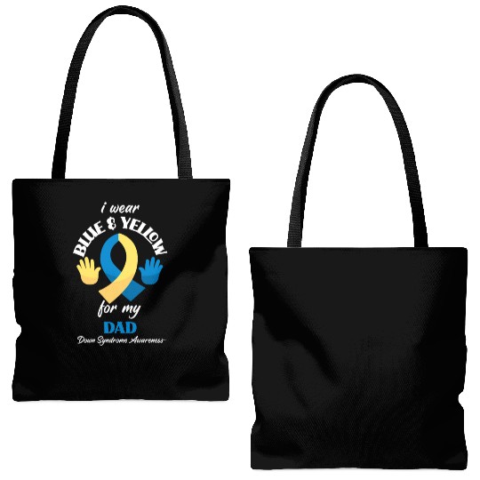 I Wear Blue Yellow Dad Down Syndrome Awareness Tote Bags (AOP)