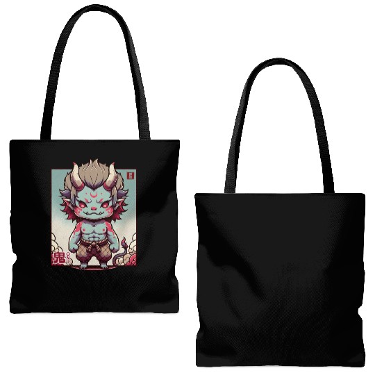 Chibi Oni Spirit: Japanese Mythology-Inspired Tote Bags (AOP)