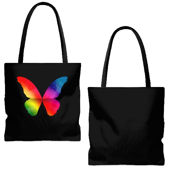 Butterfly shape in strong rainbow colors Tote Bags (AOP)