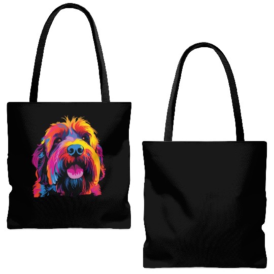 Colorful Russian Black Terrier Tote Bags (AOP)