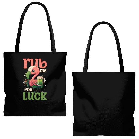 Irish Flamingo St Patricks Rub For Luck Tote Bags (AOP)