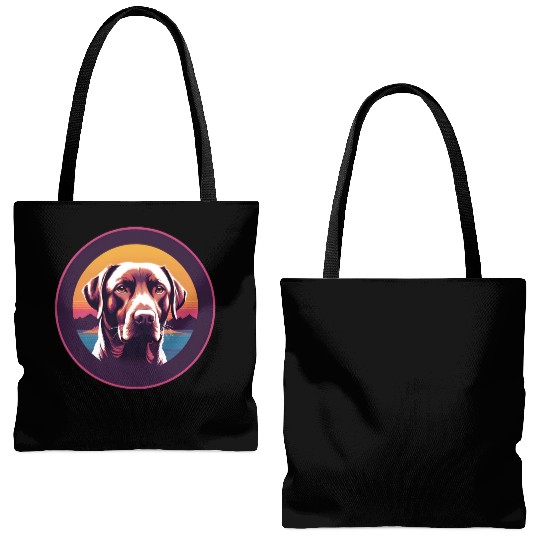Synthwave Labrador Retriever Tote Bags (AOP)