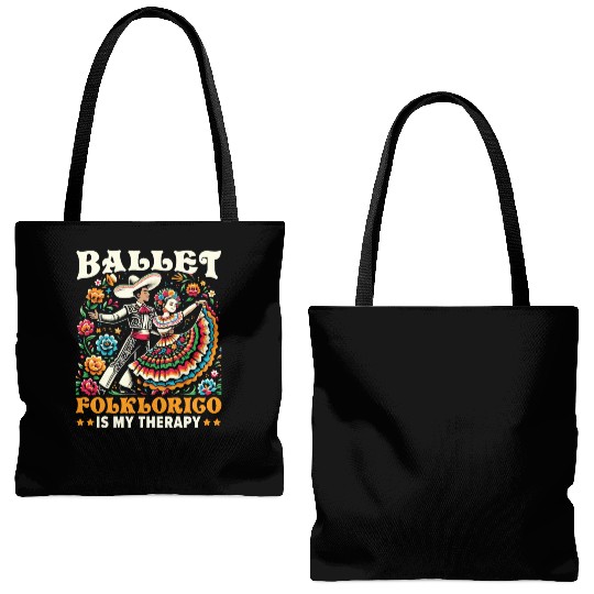 Ballet Folklorico Dancer Mexico Mexican Dance Tote Bags (AOP)