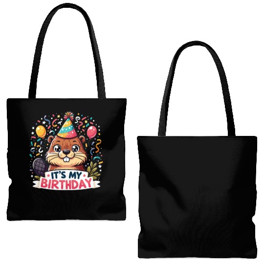 Its My Birthday Sweet Birthday Beaver Tote Bags (AOP)