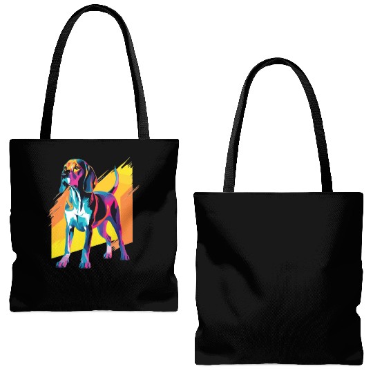Watercolor Colorful Treeing Walker Coonhound Tote Bags (AOP)