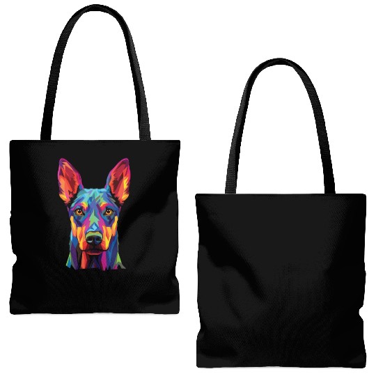 Watercolor Colorful Doberman Pinscher Tote Bags (AOP)
