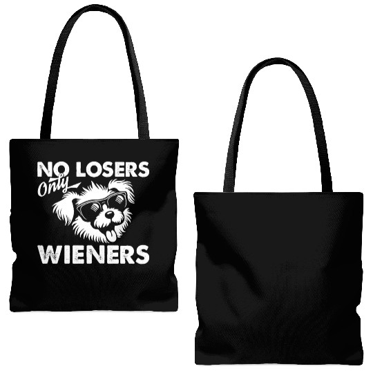 No Losers Only Wieners Dog Tote Bags (AOP)