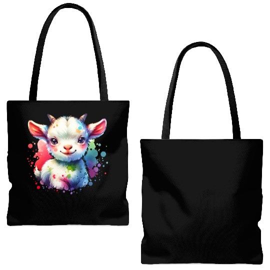 Cute Goat Lover Farm Animal Lamb Enthusiast Design Tote Bags (AOP)