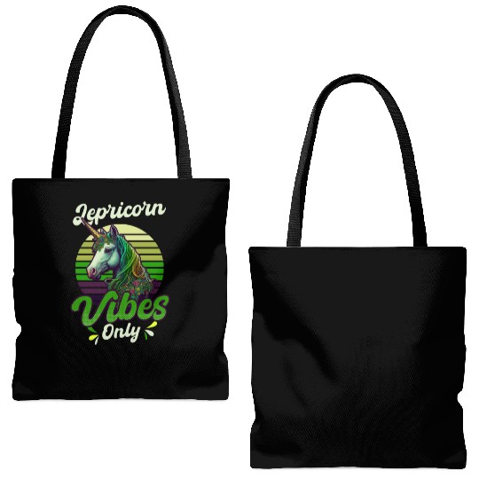 Irish Unicorn St Patricks Lepricorn Vibes Only Tote Bags (AOP)