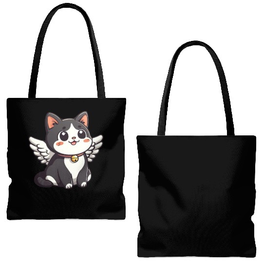Kawaii Cat Angel Tote Bags (AOP)