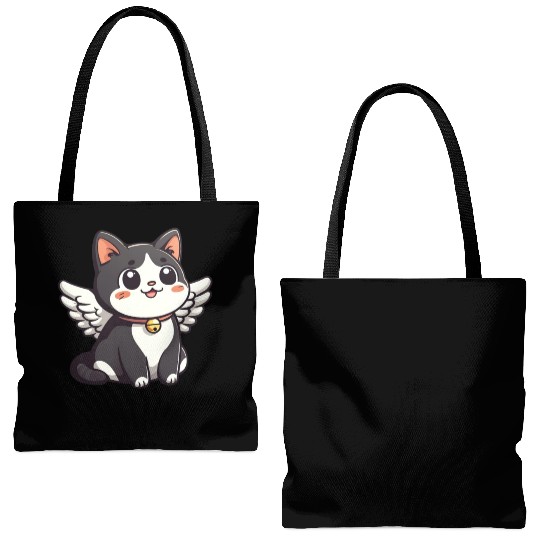 Kawaii Cat Angel Tote Bags (AOP)