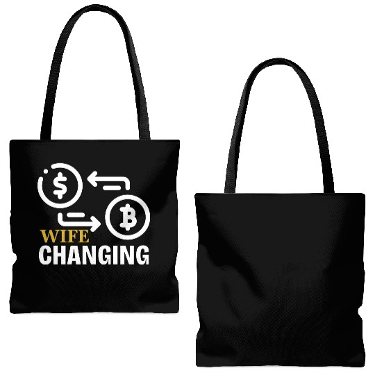 Black and Gold Wife Changing - Bitcoin Tote Bags (AOP)
