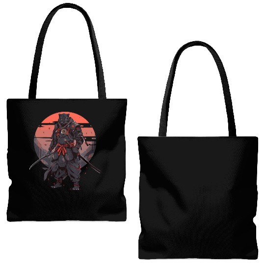 Samurai Katana Sword Japanese Panhter Tote Bags (AOP)