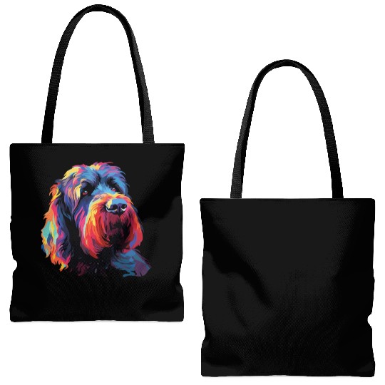 Colorful Russian Black Terrier Tote Bags (AOP)